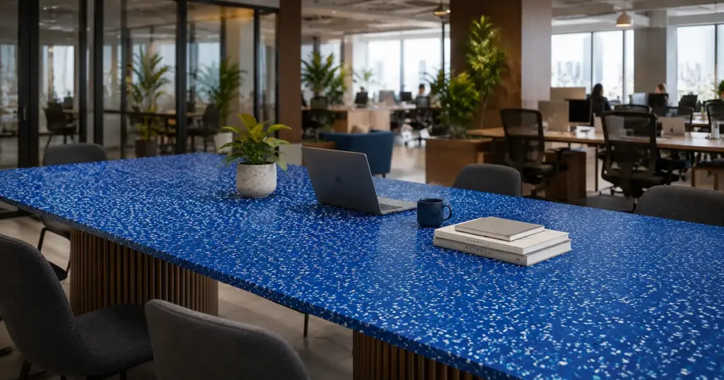 furniture kantor sustainable plastik daur ulang meja meeting