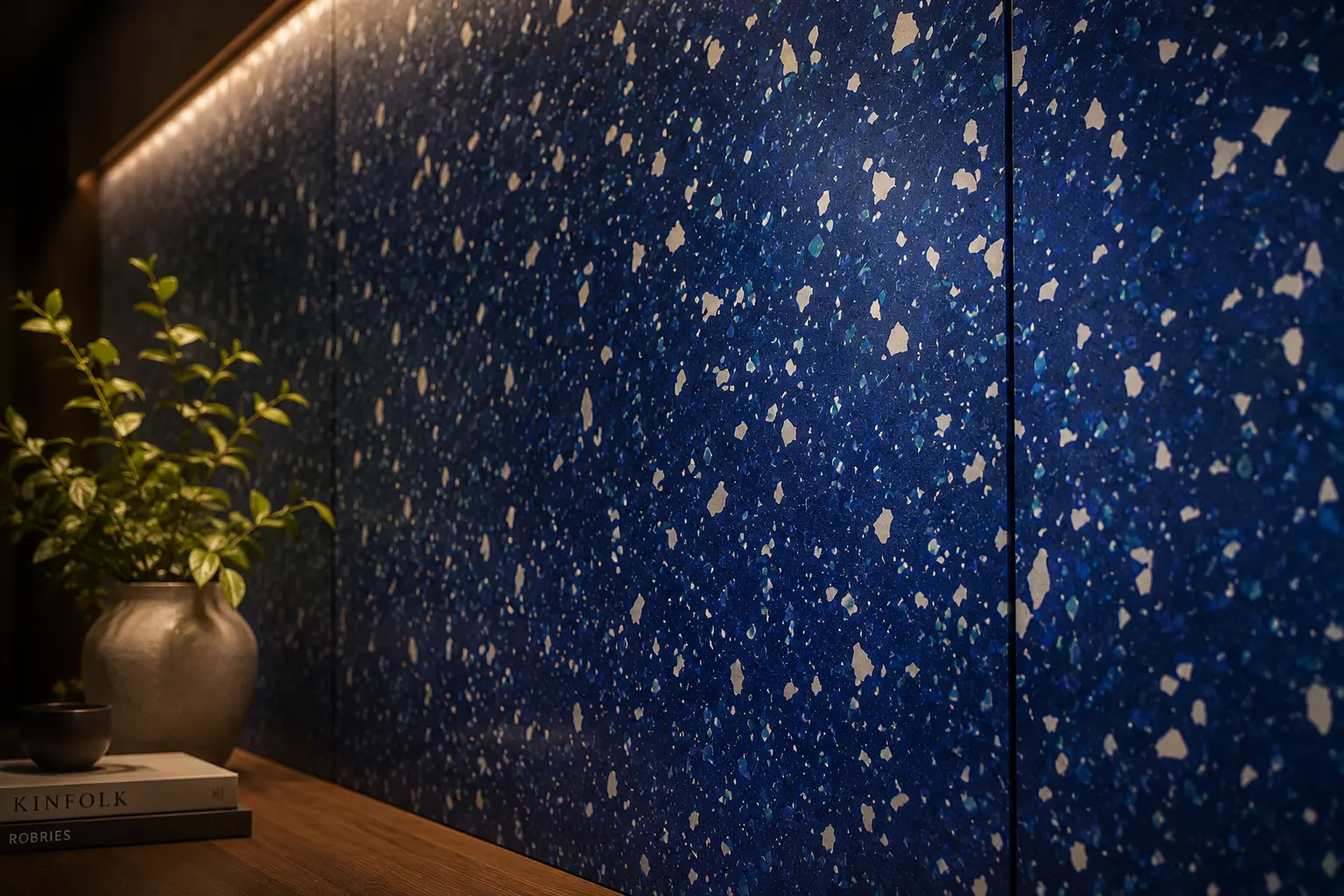 material plastik daur ulang interior tekstur terrazzo
